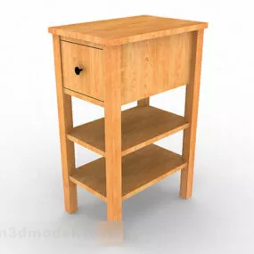 Yellow Wooden Tea Table V1 3d model