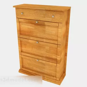 Yellow Wooden Office Cabinet V5 3d model