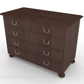 Brown Wooden Office Cabinet V15 3d model