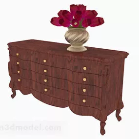 Wooden Brown Office Cabinet V5 3d model