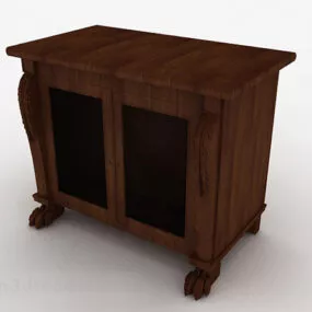Wooden Brown Office Cabinet V6 3d model