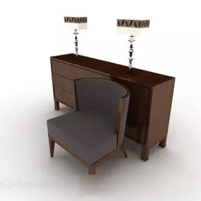 Wooden Brown Home Chair 3d model