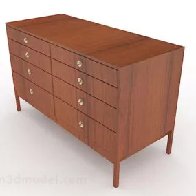 Brown Wooden Office Cabinet V16 3d model