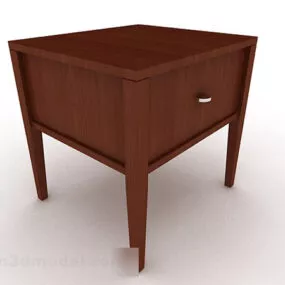 Brown Wooden Simple Bedside Table V3 3d model