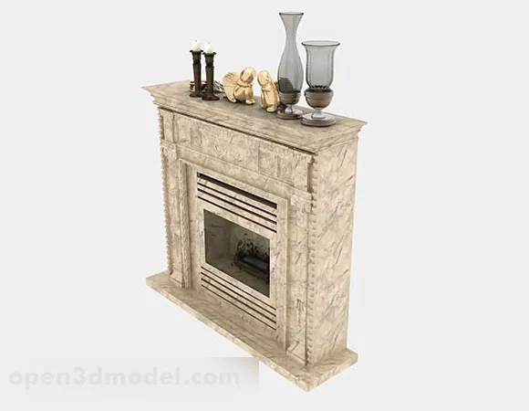 Elegant Modern Fireplace 3d model