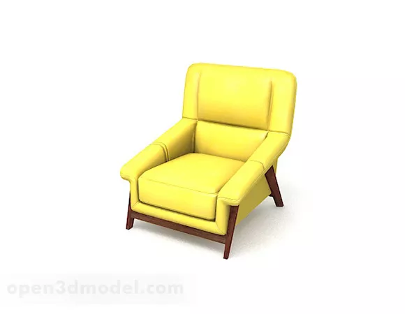 Yellow Wooden Single Sofa 3d model Yellow Wooden Single Sofa 3d model