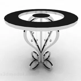 Black Round Dining Table 3d model