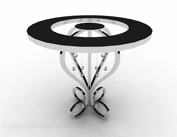 Black Round Dining Table 3d model Black Round Dining Table 3d model