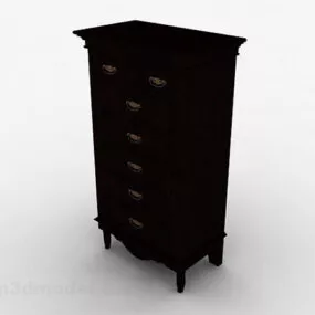 Brown Wooden Office Cabinet V17 3d model