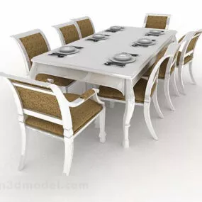 European Simple Dining Table And Chair V2 3d model