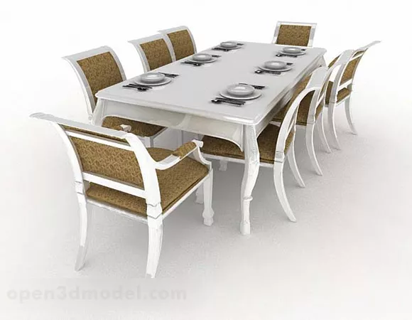 European Simple Dining Table And Chair V2 3d model European Simple Dining Table And Chair V2 3d model