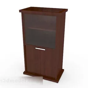 Brown Wooden Display Cabinet V9 3d model