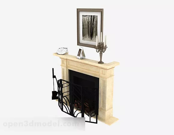 Simple Yellow Fireplace 3d model Simple Yellow Fireplace 3d model