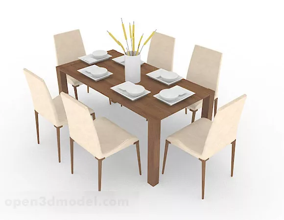 Wooden Dining Table And Chairs V2 3d model Wooden Dining Table And Chairs V2 3d model