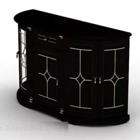 Black Wooden Office Cabinet V3 3d model
