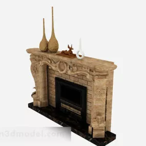 European Brown Fireplace V2 3d model