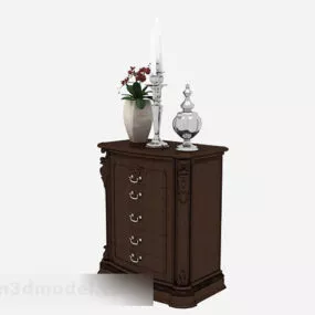 European Retro Wooden Office Cabinet V1 3d model