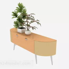 Wooden Yellow Tv Cabinet V1 3d model