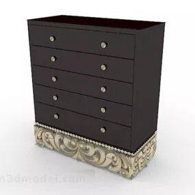 Wooden Brown Office Cabinet V7 3d model
