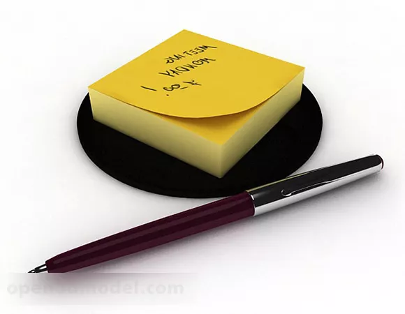 Yellow Sticky Note V2 3d model Yellow Sticky Note V2 3d model