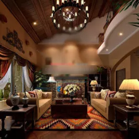 European Style Living Room Interior V18 3d model