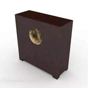 Chinese Style Wooden Brown Wardrobe V1 3d model