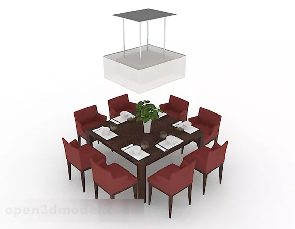 Simple Wooden Dining Table And Chair V5 3d model Simple Wooden Dining Table And Chair V5 3d model