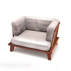 Gray Wooden Single Sofa V1 3d model