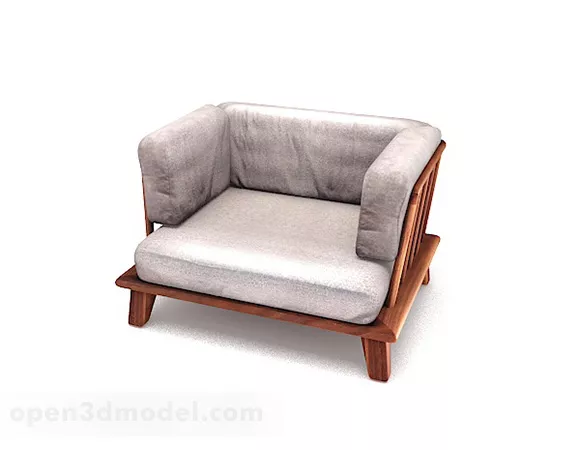 Gray Wooden Single Sofa V1 3d model Gray Wooden Single Sofa V1 3d model
