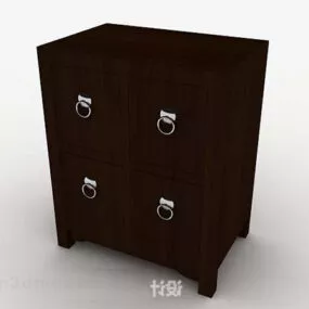 Chinese Style Wooden Brown Locker V1 3d model