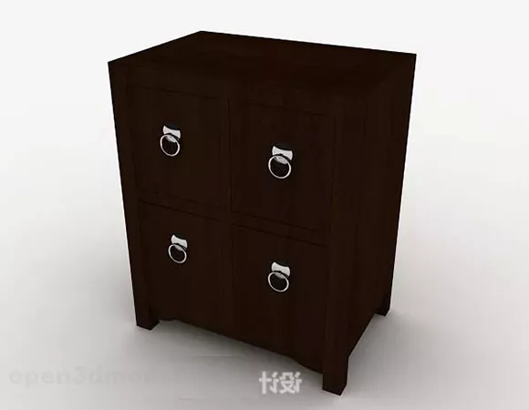 Walnut Locker, Modern Style 3d model
