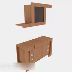 Brown Wooden Cabinet V12 3d model