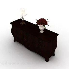 Dark Brown Wooden Cabinet V2 3d model