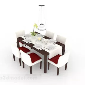Simple Dining Table And Chair V3 3d model