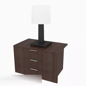 Brown Wooden Bedside Table V16 3d model