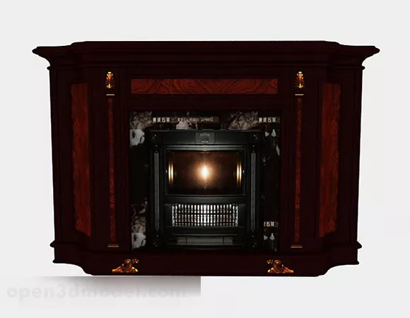 Stone Fireplace Modern Shape 3d model