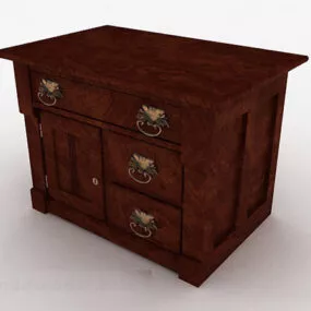 Brown Wooden Office Cabinet V19 3d model