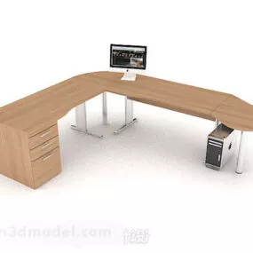 Yellow Wooden Desk V5 3d model