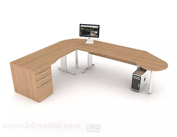Yellow Wooden Desk V5 3d model Yellow Wooden Desk V5 3d model