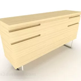 Yellow Wooden Office Cabinet V6 3d model