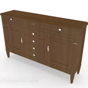 Brown Wooden Office Cabinet V21 3d model