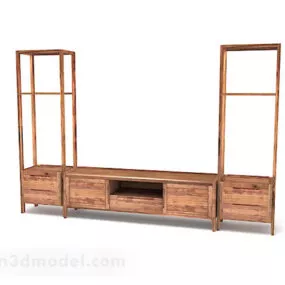 Wooden Brown Tv Cabinet V7 3d model