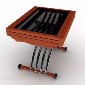 Brown Wooden Desk V14 3d model