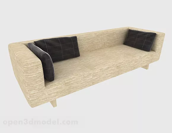 Simple Beige Double Sofa V1 3d model Simple Beige Double Sofa V1 3d model
