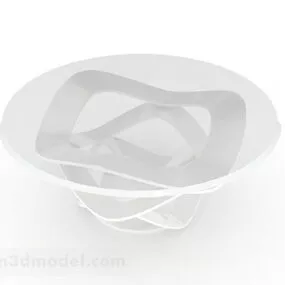 White Round Dining Table V1 3d model