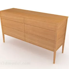 Yellow Minimalist Wooden Tv Cabinet V2 3d model