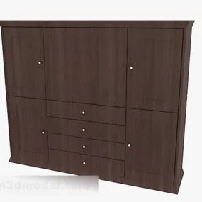 Brown Wooden Wardrobe V12 3d model