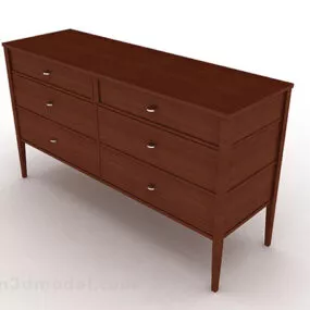 Brown Wooden Tv Cabinet V35 3d model