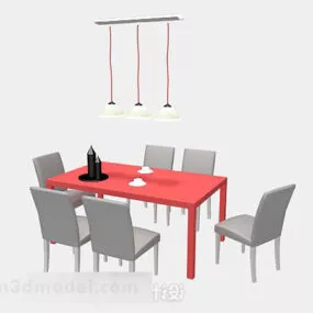 Home Simple Dining Table And Chair V1 3d model