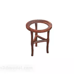 Brown Wooden Stool V2 3d model
